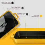 Lava Döküm Dikdörtgen Rosto ve Fırın Tepsisi Döküm Demir Yekpare Çift Kulplu Spring Serisi Ölçü 26x40cm. Sarı - 6