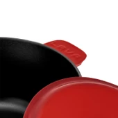 Lava Döküm Yuvarlak Tencere Döküm Demir Yekpare Kulplu. Çap(Ø)26cm. - Kırmızı thumbnail 4