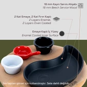 Lava Döküm Damla Formlu Yingyang Fajita Tabağı Kayın Servis Ahşabı Ölçü 10x20cm. (Bu ürüne sos kapları dahil değildir) - 4