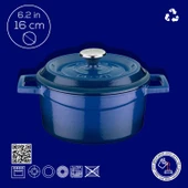 Lava Döküm Yuvarlak Tencere. Trendy Çap(Ø) 16cm.  Mavi thumbnail 3