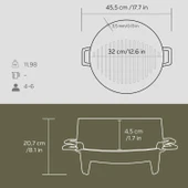 Lava Döküm Yuvarlak Mangal Izgara Set Döküm Demir Yekpare Çift Kulplu Çap (Ø)36cm. - 6