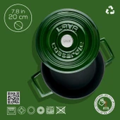 Lava Döküm Yuvarlak Tencere Döküm Demir Yekpare Kulplu Premium Serisi Çap(Ø)20cm.  Yeşil thumbnail 4