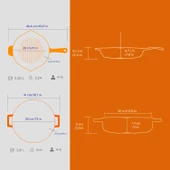 Lava Döküm 2X Edition Serisi Özel Koleksiyon Döküm Demir Tencere & Tava Seti  Turuncu thumbnail 6