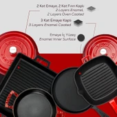 Lava Döküm 5x Trendy Serisi 8 Parça Tencere & Tava Seti  Kırmızı thumbnail 7