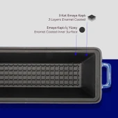 Lava Döküm Ekmek Tenceresi / Terrine Serisi. Ölçü 11x29cm.  Mavi thumbnail 6