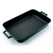 Lava Döküm Dikdörtgen Rosto ve Fırın Tepsisi Döküm Demir Yekpare Çift Kulplu Premium Serisi Ölçü 26x40cm.  Yeşil - 2