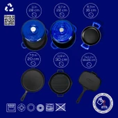 Lava Döküm 6x Trendy Serisi 9 Parça Tencere & Tava Seti  Mavi - 5