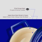 Lava Döküm Oval Tencere. Edition Serisi Ölçü 25x31cm.  Mavi thumbnail 6