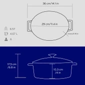 Lava Döküm Oval Tencere. Folk Serisi Ölçü 23x29cm.  Mavi thumbnail 5