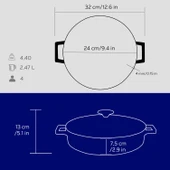 Lava Döküm Çok Amaçlı Yayvan Tencere. Folk Serisi Çap(Ø)24cm.  Mavi thumbnail 5