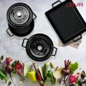 Lava Döküm 6X Trendy Serisi Döküm Demir Tencere Tava Çeyiz Seti  Siyah thumbnail 8