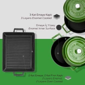 Lava Döküm 6X Trendy Serisi Döküm Demir Tencere Tava Çeyiz Seti  Yeşil thumbnail 7