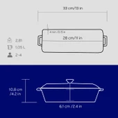 Lava Döküm Ekmek Tenceresi / Terrine Serisi. Ölçü 11x29cm.  Mavi thumbnail 5