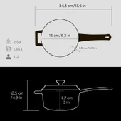 Lava Döküm Yuvarlak Sos Tenceresi. Döküm Demir Yekpare Saplı Trendy Serisi Çap(Ø16 cm.  Siyah - 5