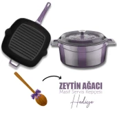 Lava Döküm Trendy 4 Parça Tencere Tava Seti  Mor - 1