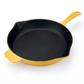 Lava Döküm Yuvarlak Kızartma Tavası Döküm Demir Yekpare Saplı Spring Serisi Çap(Ø)28cm.  Sarı thumbnail 3