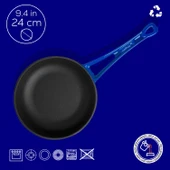 Lava Döküm Yuvarlak Kızartma Tavası Döküm Demir Yekpare Saplı Çap(Ø)24cm.  Mavi thumbnail 4