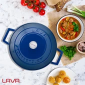 Lava Döküm Yuvarlak Tencere. Folk Çap(Ø)24cm.  Mavi thumbnail 7