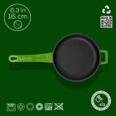 Lava Döküm Yuvarlak Kızartma Tavası Döküm Demir Yekpare Saplı Çap(Ø)16cm.  Yeşil thumbnail 4
