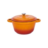 Lava Döküm Yuvarlak Tencere Döküm Demir Kapak New Heritage Serisi Çap(Ø)22cm.  Turuncu thumbnail 1