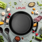 Lava Döküm Yuvarlak Sahan Döküm Demir Yekpare Çift Kulplu Çap(Ø)20cm.  Siyah thumbnail 7