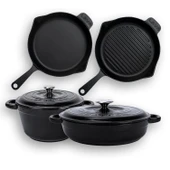 Lava Döküm 4X New Heritage Serisi Döküm Demir Tencere Tava Çeyiz Seti  Siyah thumbnail 3