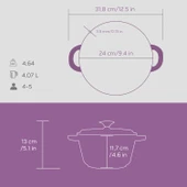 Lava Döküm Yuvarlak Tencere Döküm Demir Kapak New Heritage Serisi Çap(Ø)24cm.  Mor thumbnail 5