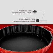 Lava Döküm Yuvarlak Rosto ve Fırın Tepsisi Döküm Demir Yekpare Çift Kulplu Çap(Ø)30cm.  Kırmızı - 6