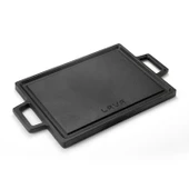 Lava Döküm Dikdörtgen Çift Yön Izgara Hot Plate Döküm Demir Yekpare Çift Kulplu Ölçü 22x30cm. thumbnail 2