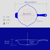 Lava Döküm Yuvarlak Izgara Tavası Döküm Demir Yekpare Saplı Premium Serisi. Çap(Ø)28cm.  Mavi thumbnail 6