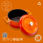 Lava Döküm Yuvarlak Tencere. Trendy Çap(Ø)20cm.  Turuncu - 4