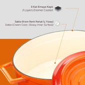 Lava Döküm 3X Edition Serisi Özel Koleksiyon Döküm Demir Tencere Seti Turuncu - 7