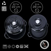 Lava Döküm 2X New Heritage Serisi Döküm Demir Tencere Tava Seti  Siyah - 4