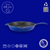 Lava Döküm Yuvarlak Izgara Tavası Döküm Demir Yekpare Saplı Premium Serisi. Çap(Ø)28cm.  Mavi thumbnail 5