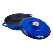 Lava Döküm Yuvarlak Çok Amaçlı Yayvan Tencere New Heritage Serisi Çap(Ø)28cm.  Mavi thumbnail 2