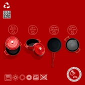 Lava Döküm 4x Trendy Serisi 7 Parça Tencere & Tava Seti  Kırmızı thumbnail 3