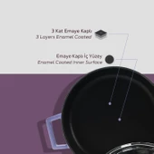 Lava Döküm Çok Amaçlı Yayvan Tencere. Glaze Serisi Çap(Ø)28cm.  Mor thumbnail 6