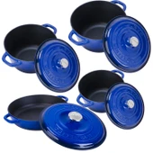 Lava Döküm 4X New Heritage Serisi Döküm Demir Tencere Seti  Mavi thumbnail 3