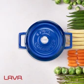 Lava Döküm Yuvarlak Tencere. Trendy Çap(Ø)20cm.  Mavi thumbnail 7