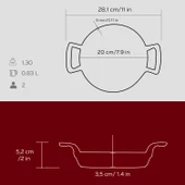 Lava Döküm Yuvarlak Sahan Döküm Demir Yekpare Çift Kulplu Çap(Ø)20cm.  Kırmızı thumbnail 5