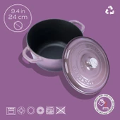 Lava Döküm Yuvarlak Tencere Döküm Demir Kapak New Heritage Serisi Çap(Ø)24cm.  Mor thumbnail 4