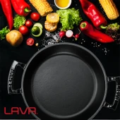 Lava Döküm Yuvarlak Sahan Döküm Demir Yekpare Çift Kulplu Çap(Ø)24cm.  Siyah thumbnail 7