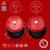 Lava Döküm Yuvarlak Derin ve Sığ 5 Parça Tencere Seti  Kırmızı thumbnail 5