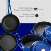 Lava Döküm 4x Trendy Serisi 7 Parça Tencere & Tava Seti  Mavi thumbnail 5