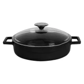 Lava Döküm Çok Amaçlı Yayvan Tencere. Glaze Serisi Çap(Ø)28cm.  Siyah thumbnail 1