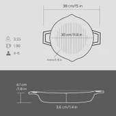 Lava Döküm Yuvarlak Izgara Tavası Döküm Demir Yekpare Çift Kulplu Çap(Ø)30cm. thumbnail 5