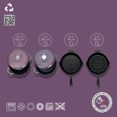 Lava Döküm 4X New Heritage Serisi Döküm Demir Tencere Tava Çeyiz Seti  Mor thumbnail 4