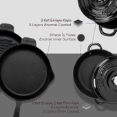 Lava Döküm 4X New Heritage Serisi Döküm Demir Tencere Tava Çeyiz Seti  Siyah thumbnail 6