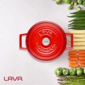 Lava Döküm Yuvarlak Tencere. Trendy Çap(Ø)20cm.  Kırmızı thumbnail 7