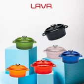 Lava Döküm Yuvarlak Tencere. Trendy Çap(Ø) 12cm.  Kırmızı thumbnail 6